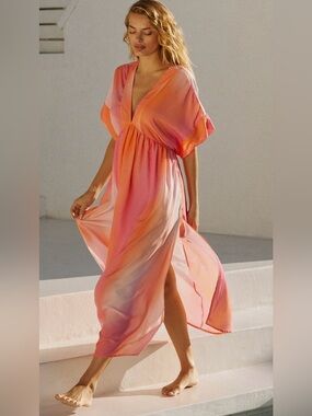 Malai Printed Cover-Up Midi Dress size small